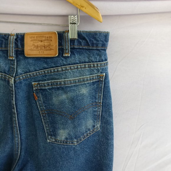 Classic Straight Leg jean Vintage Levis 619 Highrise perfectly Aged denim size14 - Picture 9 of 11